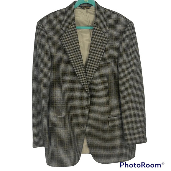Vintage  Brooks Brothers Union Made USA houndstooth wool sport coat 44 - Picture 1 of 9